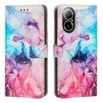 For Realme C67 Painted Marble Pattern Leather Phone Case(Pink Purple)