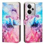 For Realme 14 / P3 5G / 14T 5G Painted Marble Pattern Leather Phone Case(Pink Purple)