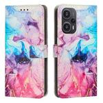 For Xiaomi Redmi Note 12 Turbo/Poco F5 Painted Marble Pattern Leather Phone Case(Pink Purple)