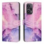 For Xiaomi Redmi Note 12 Turbo/Poco F5 Painted Marble Pattern Leather Phone Case(Purple)