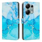 For Redmi Note 13 Pro 4G Painted Marble Pattern Leather Phone Case(Blue Green)