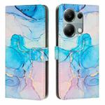 For Redmi Note 13 Pro 4G Painted Marble Pattern Leather Phone Case(Pink Green)