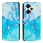 For Redmi Note 13 Pro+ Painted Marble Pattern Leather Phone Case(Blue Green)