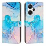 For Redmi Note 13 Pro+ Painted Marble Pattern Leather Phone Case(Pink Green)