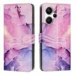 For Redmi Note 13 Pro+ Painted Marble Pattern Leather Phone Case(Purple)