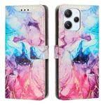 For Redmi 12 4G / Redmi 12 5G / Note 12R Painted Marble Pattern Leather Phone Case(Pink Purple)