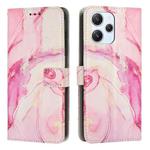 For Redmi 12 4G / Redmi 12 5G / Note 12R Painted Marble Pattern Leather Phone Case(Rose Gold)