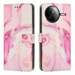 For Redmi K80 / K80 Pro Painted Marble Pattern Leather Phone Case(Rose Gold)