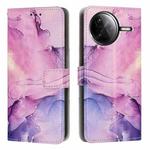 For Redmi K80 / K80 Pro Painted Marble Pattern Leather Phone Case(Purple)