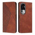 For OPPO Reno10 Pro Diamond Splicing Skin Feel Magnetic Leather Phone Case(Brown)