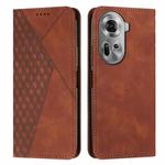 For OPPO Reno11 5G Global Diamond Splicing Skin Feel Magnetic Leather Phone Case(Brown)