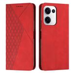 For OPPO Reno13 5G Global Diamond Splicing Skin Feel Magnetic Leather Phone Case(Red)