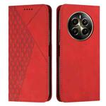 For Realme 12+ Diamond Splicing Skin Feel Magnetic Leather Phone Case(Red)