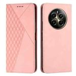 For Realme 12+ Diamond Splicing Skin Feel Magnetic Leather Phone Case(Rose Gold)