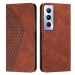 For Realme C65 4G Diamond Splicing Skin Feel Magnetic Leather Phone Case(Brown)