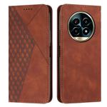 For Realme 13 Pro+ 5G Global Diamond Splicing Skin Feel Magnetic Leather Phone Case(Brown)