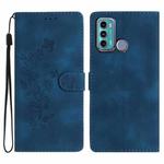 For Motorola Moto G60 / G40 Fusion Flower Butterfly Embossing Pattern Leather Phone Case(Blue)