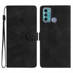 For Motorola Moto G60 / G40 Fusion Flower Butterfly Embossing Pattern Leather Phone Case(Black)
