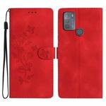 For Motorola Moto G50 Flower Butterfly Embossing Pattern Leather Phone Case(Red)