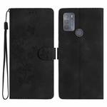 For Motorola Moto G50 Flower Butterfly Embossing Pattern Leather Phone Case(Black)