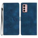 For Motorola Moto G42 Flower Butterfly Embossing Pattern Leather Phone Case(Blue)