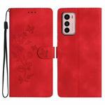 For Motorola Moto G42 Flower Butterfly Embossing Pattern Leather Phone Case(Red)
