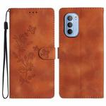 For Motorola Moto G31 / G41 Flower Butterfly Embossing Pattern Leather Phone Case(Brown)