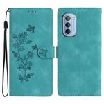 For Motorola Moto G31 / G41 Flower Butterfly Embossing Pattern Leather Phone Case(Sky Blue)