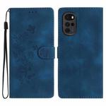 For Motorola Moto G22 Flower Butterfly Embossing Pattern Leather Phone Case(Blue)