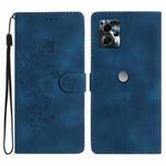 For Motorola Moto G13 Flower Butterfly Embossing Pattern Leather Phone Case(Blue)