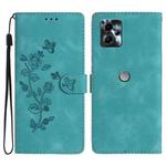 For Motorola Moto G13 Flower Butterfly Embossing Pattern Leather Phone Case(Sky Blue)