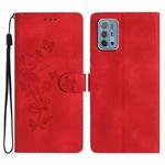 For Motorola Moto G10 / G20 / G30 Flower Butterfly Embossing Pattern Leather Phone Case(Red)