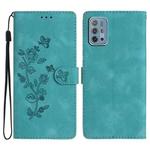 For Motorola Moto G10 / G20 / G30 Flower Butterfly Embossing Pattern Leather Phone Case(Sky Blue)