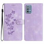 For Motorola Moto G10 / G20 / G30 Flower Butterfly Embossing Pattern Leather Phone Case(Purple)