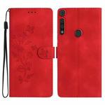 For Motorola Moto G8 Play Flower Butterfly Embossing Pattern Leather Phone Case(Red)