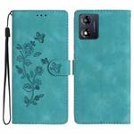 For Motorola Moto E13 Flower Butterfly Embossing Pattern Leather Phone Case(Sky Blue)