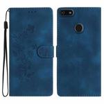 For Motorola Moto E6 Play Flower Butterfly Embossing Pattern Leather Phone Case(Blue)