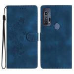For Motorola Edge+ 2020 Flower Butterfly Embossing Pattern Leather Phone Case(Blue)