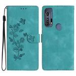 For Motorola Edge+ 2020 Flower Butterfly Embossing Pattern Leather Phone Case(Sky Blue)