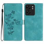 For Motorola Edge 40 Flower Butterfly Embossing Pattern Leather Phone Case(Sky Blue)