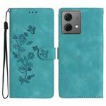 For Motorola Moto G84 5G Flower Butterfly Embossing Pattern Leather Phone Case(Sky Blue)