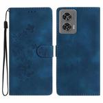 For Motorola Edge 50 Fusion Flower Butterfly Embossing Pattern Leather Phone Case(Blue)