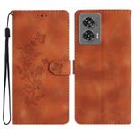 For Motorola Edge 50 Fusion Flower Butterfly Embossing Pattern Leather Phone Case(Brown)