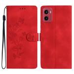 For Motorola Moto G05 Flower Butterfly Embossing Pattern Leather Phone Case(Red)