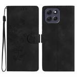 For Motorola Moto G86 5G Flower Butterfly Embossing Pattern Leather Phone Case(Black)