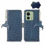 For Motorola Edge 40 Ostrich Pattern Genuine Leather RFID Phone Case(Blue)