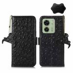 For Motorola Edge 40 Ostrich Pattern Genuine Leather RFID Phone Case(Black)