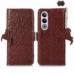 For OnePlus Nord CE4 5G / K12 5G Ostrich Pattern Genuine Leather RFID Phone Case(Coffee)