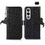 For OnePlus Nord CE4 5G / K12 5G Ostrich Pattern Genuine Leather RFID Phone Case(Black)