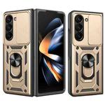 For Samsung Galaxy Z Fold5 Sliding Camera Cover Design TPU+PC Phone Case(Gold)